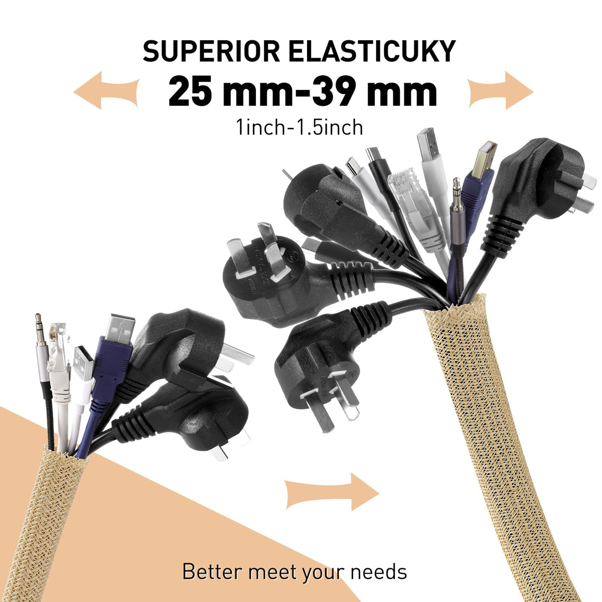 AGPTEK self-closing design sleeve keeps desks neat and cables organized.