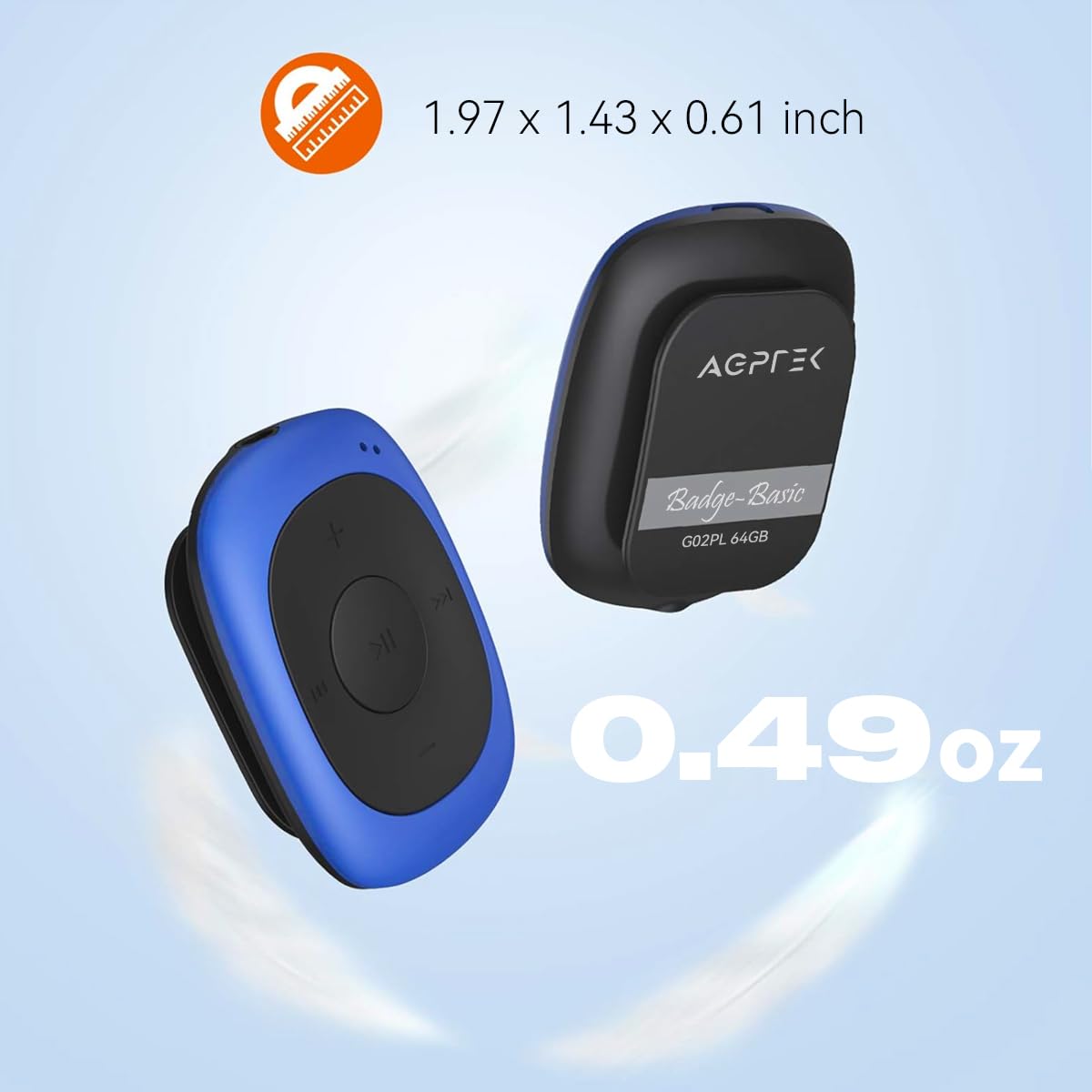 AGPTEK side clip detail fastening securely to clothing for hands-free benefit