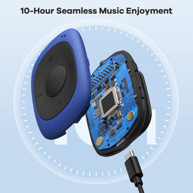 AGPTEK player with headphones in use offering lightweight, distraction-free listening