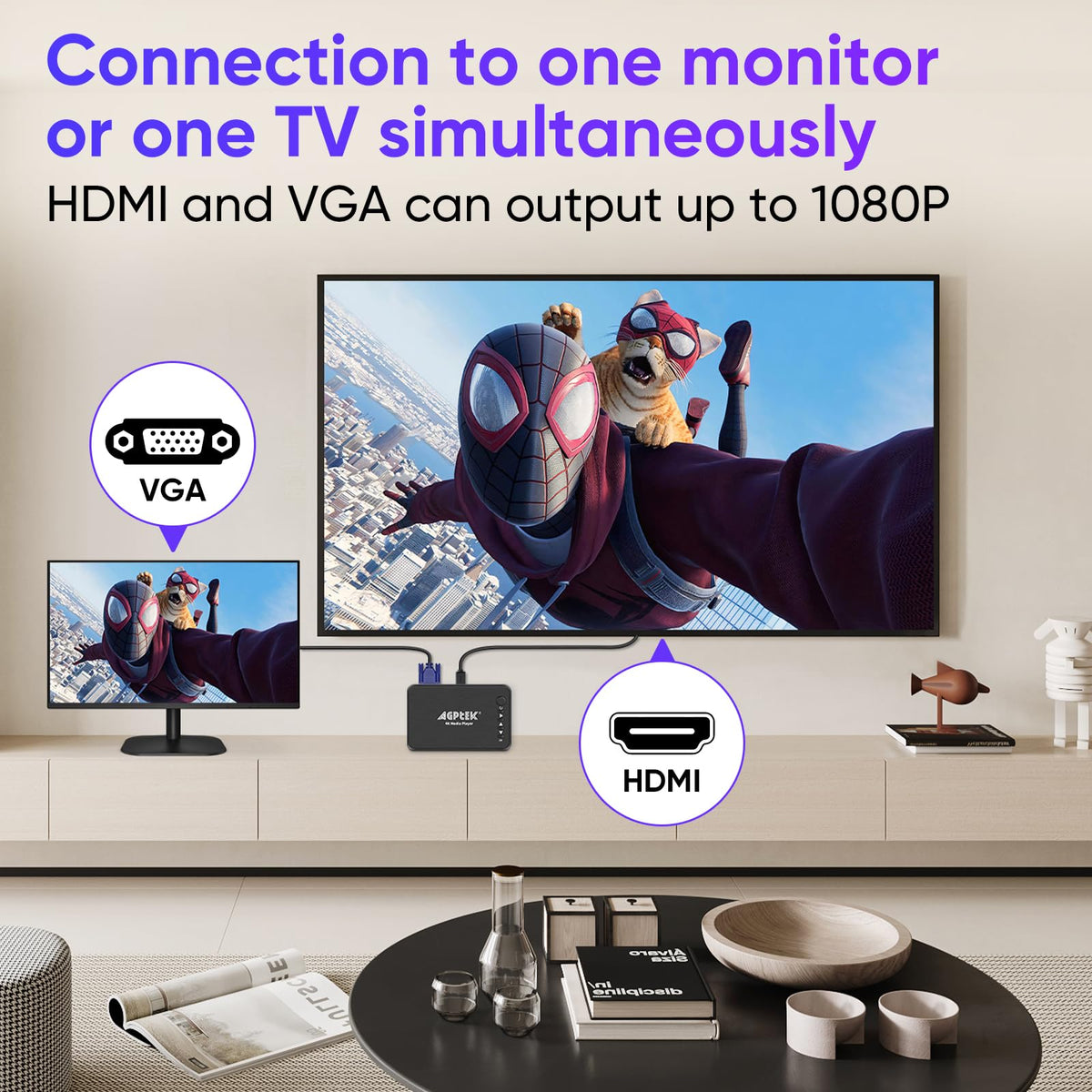 AGPTEK reads USB drives and SD cards up to 256GB for quick access.