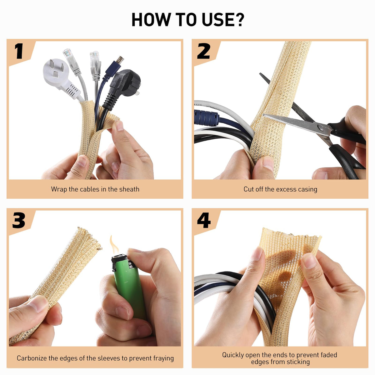 AGPTEK safe sleeve deters pet chewing while maintaining easy access to cables