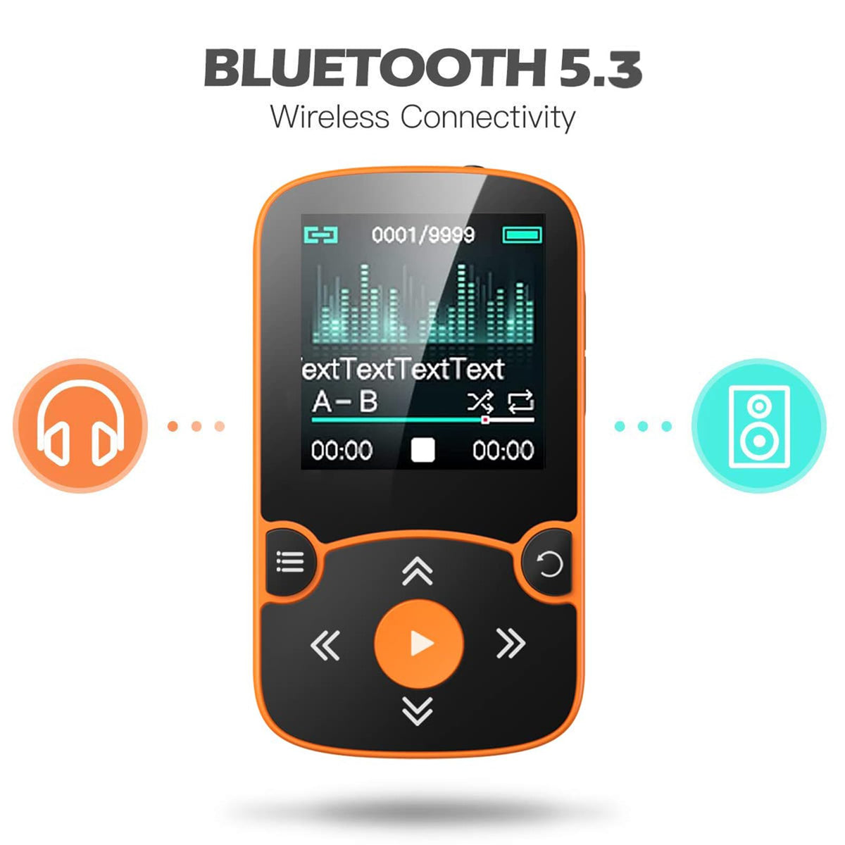 AGPTEK screen showing menu and playback interface, quick access to music features