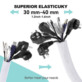 AGPTEK self closing cable sleeve 5ft keeps cords tidy and organized