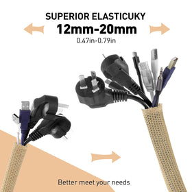AGPTEK self-closing sleeve simplifying cable hiding and tidying at a desk.