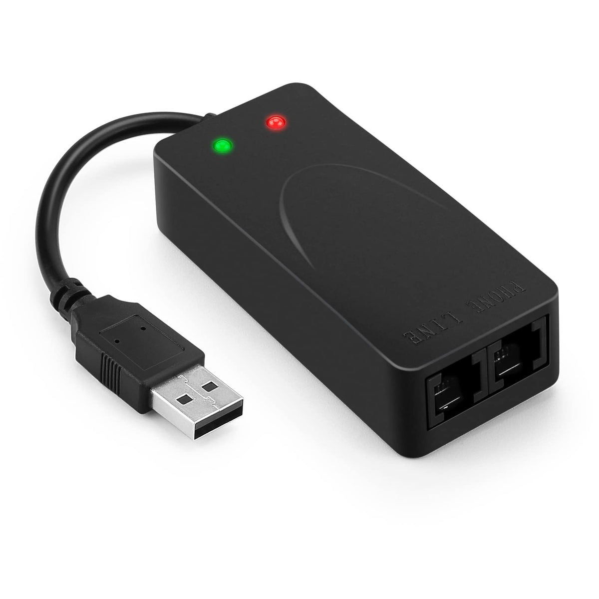 AGPTEK dual RJ11 ports visible for phone and fax connections and flexible routing