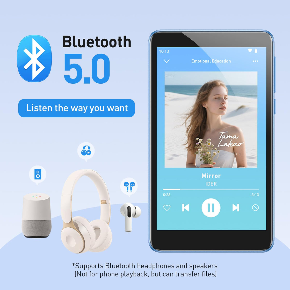 AGPTEK T08X preinstalled apps like Spotify and Audible for instant entertainment
