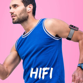 AGPTEK paired with headphones via Bluetooth shows wireless listening convenience