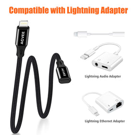AGVEE extender connected to Lightning-to-3.5mm adapter for audio compatibility