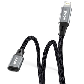 AGVEE lightning extension cable 4-inch braided for durable charging and syncing.