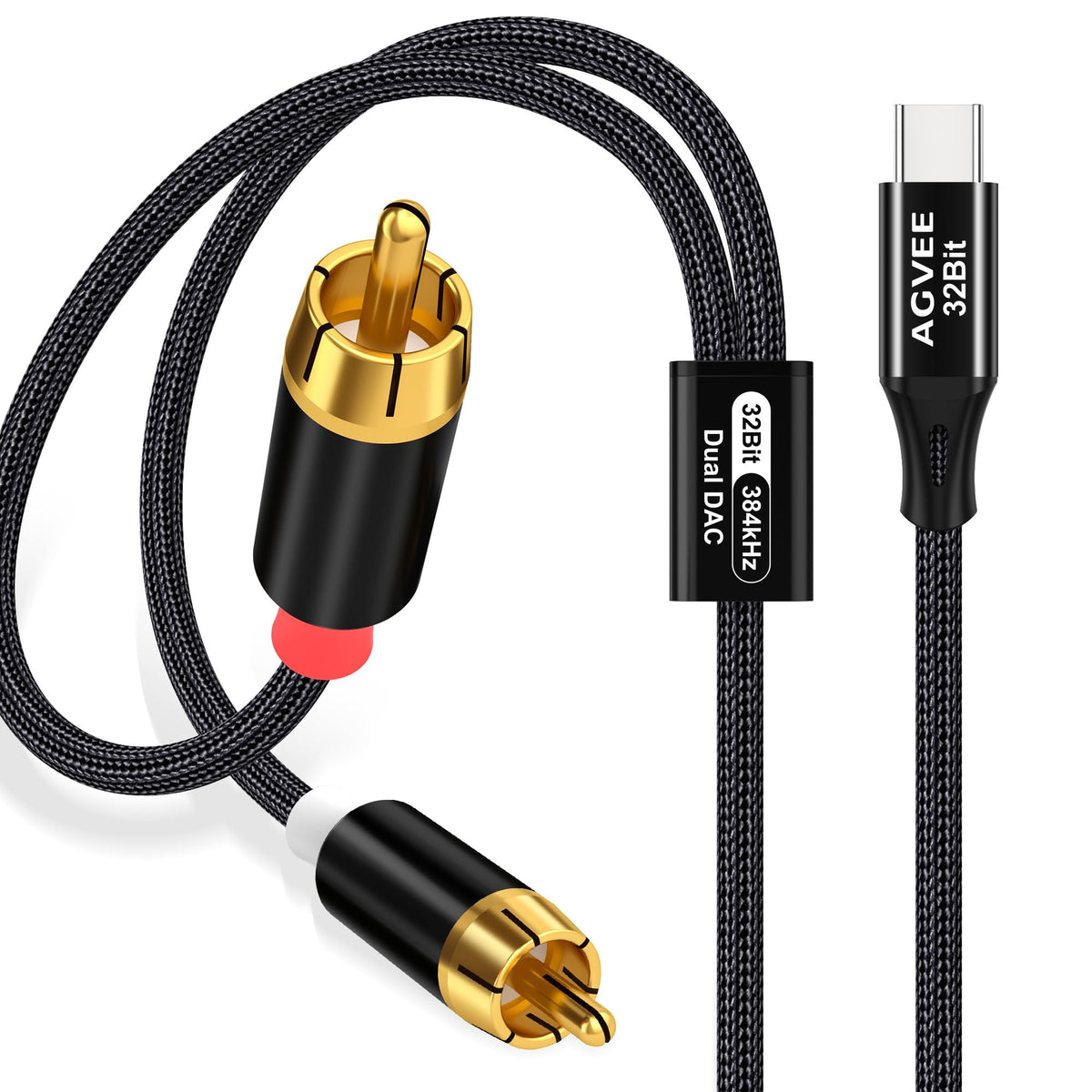 AGVEE USB-C to RCA cable enables digital audio output to speakers.