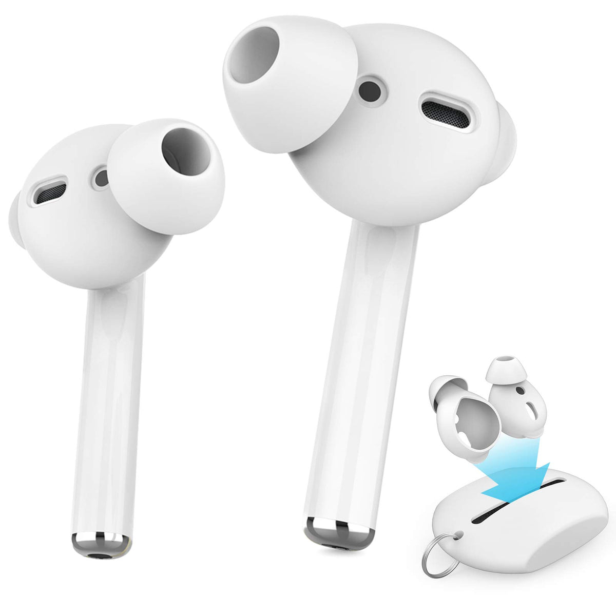 AhaStyle 3 Pairs AirPods ear tips in white silicone for a comfortable, secure fit