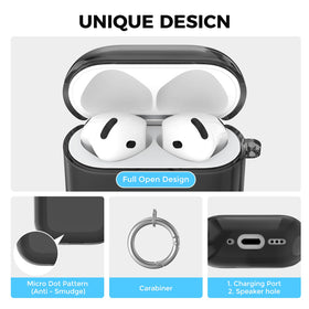AHASTYLE AirPods 4 case with precise charging access for USB-C and wireless charging