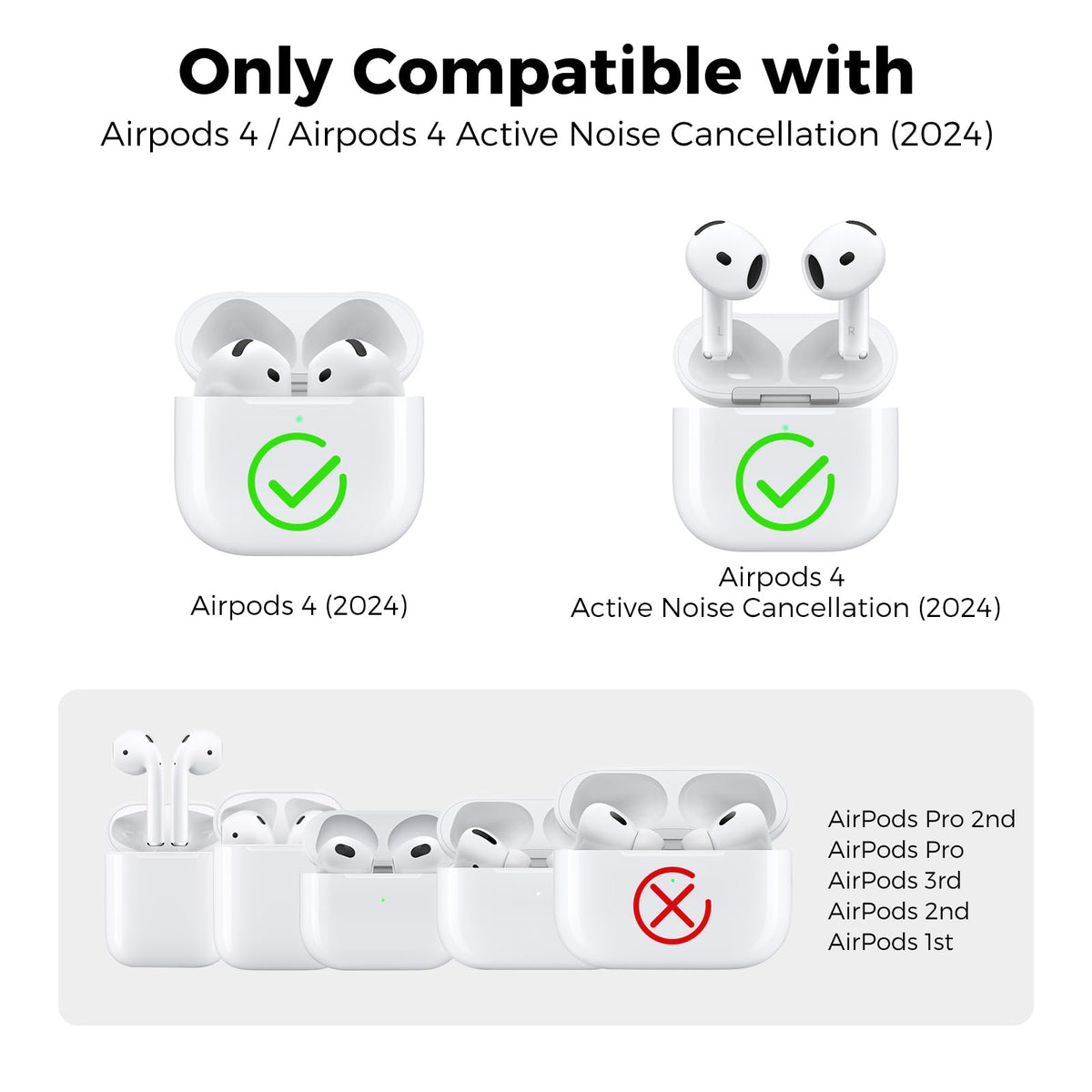AHASTYLE AirPods 4 case interior view showing anti yellowing TPU material