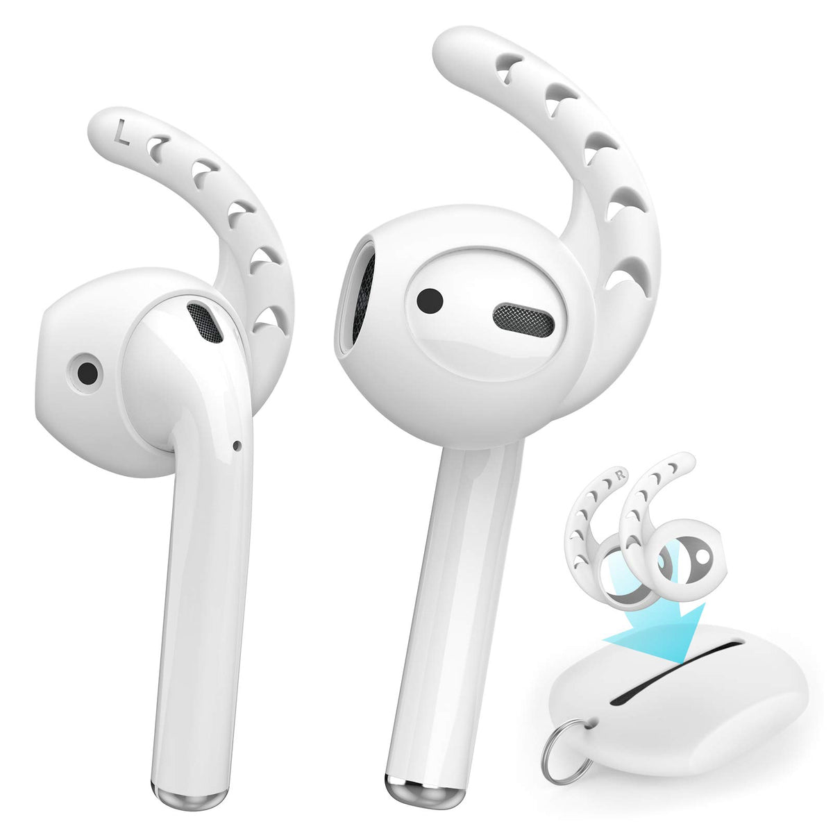 AHASTYLE AirPods ear hooks milk white for secure fit during workouts.