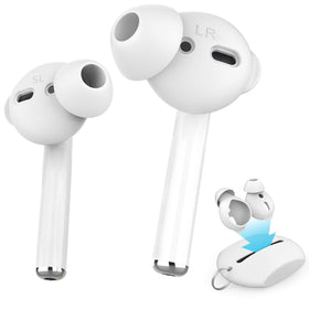AHASTYLE AirPods silicone ear tips close-up showing premium white material and fit