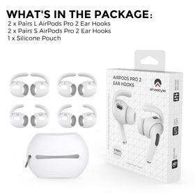 AHASTYLE white ear hooks with storage pouch kit