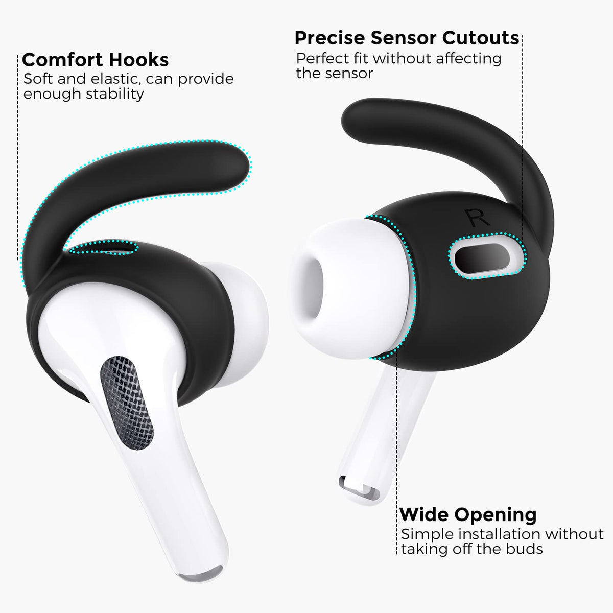 AHASTYLE Anti-slip silicone earhooks for secure wear during activity