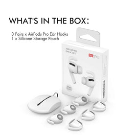 AHASTYLE AirPods Pro ear hooks shown with pouch, not included.