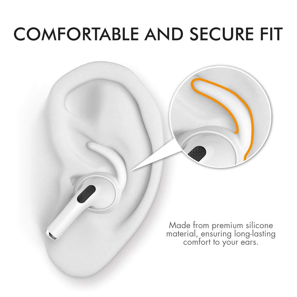 AHASTYLE AirPods Pro ear hooks with storage pouch keeps accessories organized.