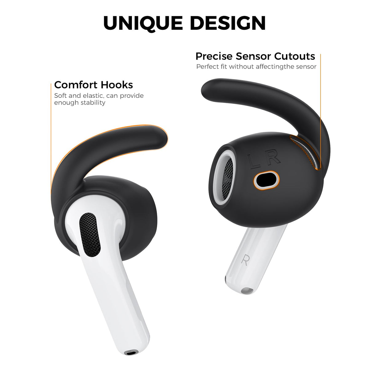 AHASTYLE ear hooks in three sizes for a personalized fit.