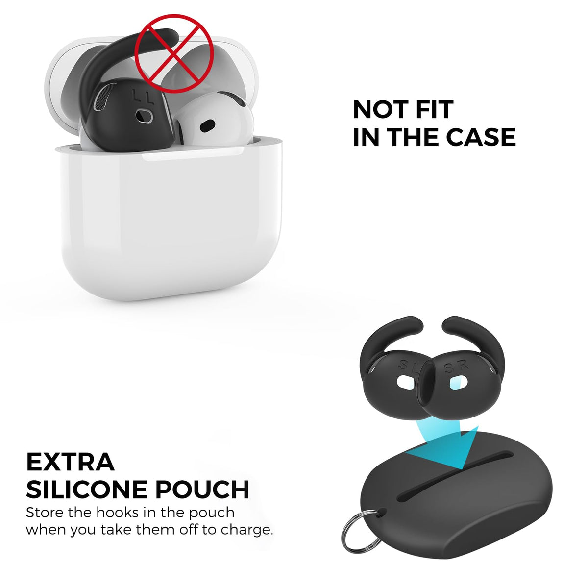 AHASTYLE AirPods 4 ear hooks in use during running or cycling.