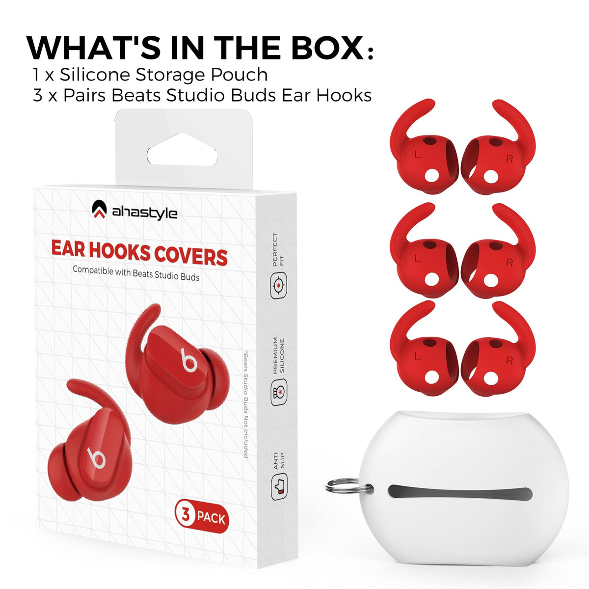 AHASTYLE Beats Studio Buds charging case not included with ear hooks