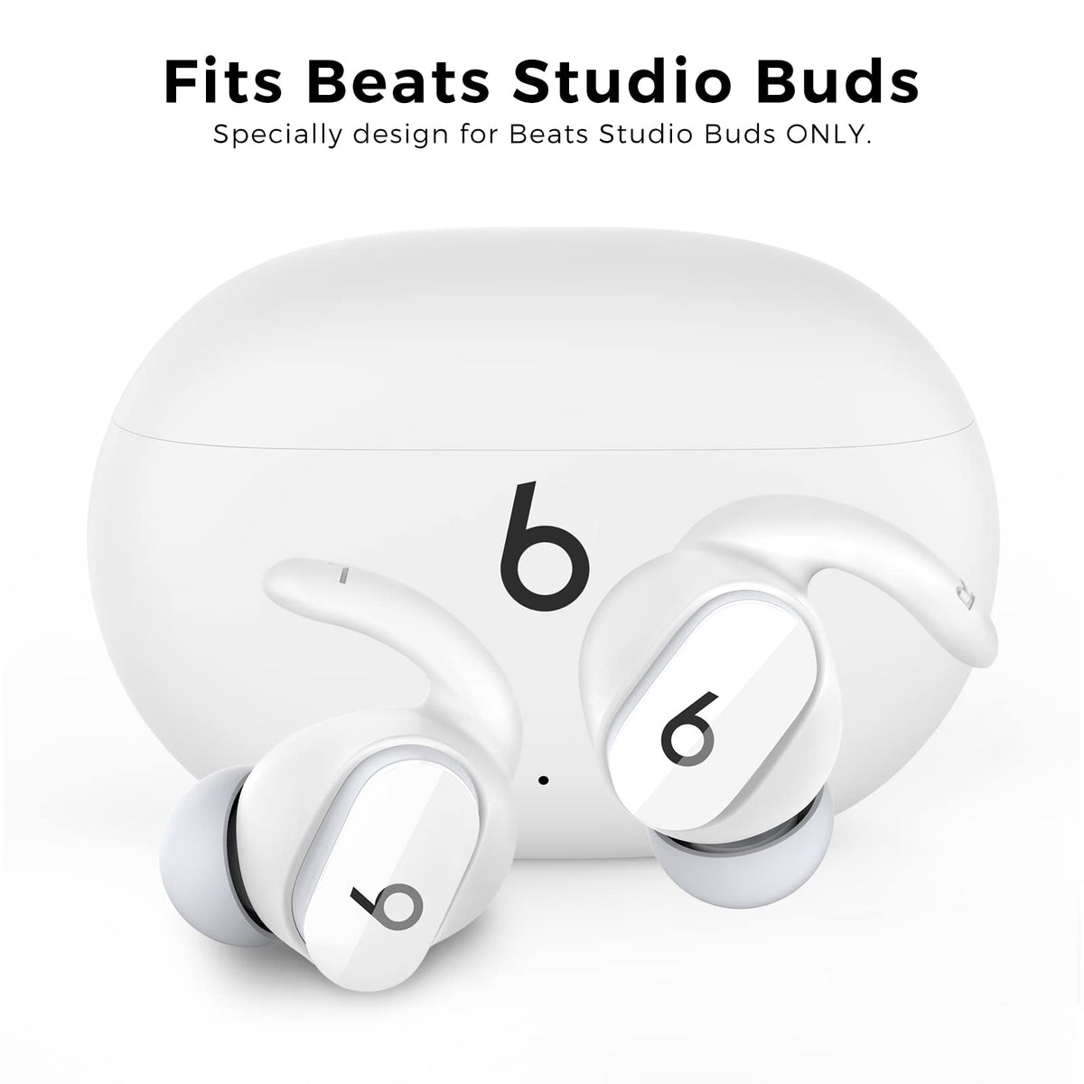 Lightweight silicone ear hooks keep Beats Studio Buds comfortable during workouts.