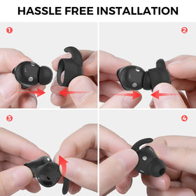 AHASTYLE silicone pouch shown with ear hooks for storage