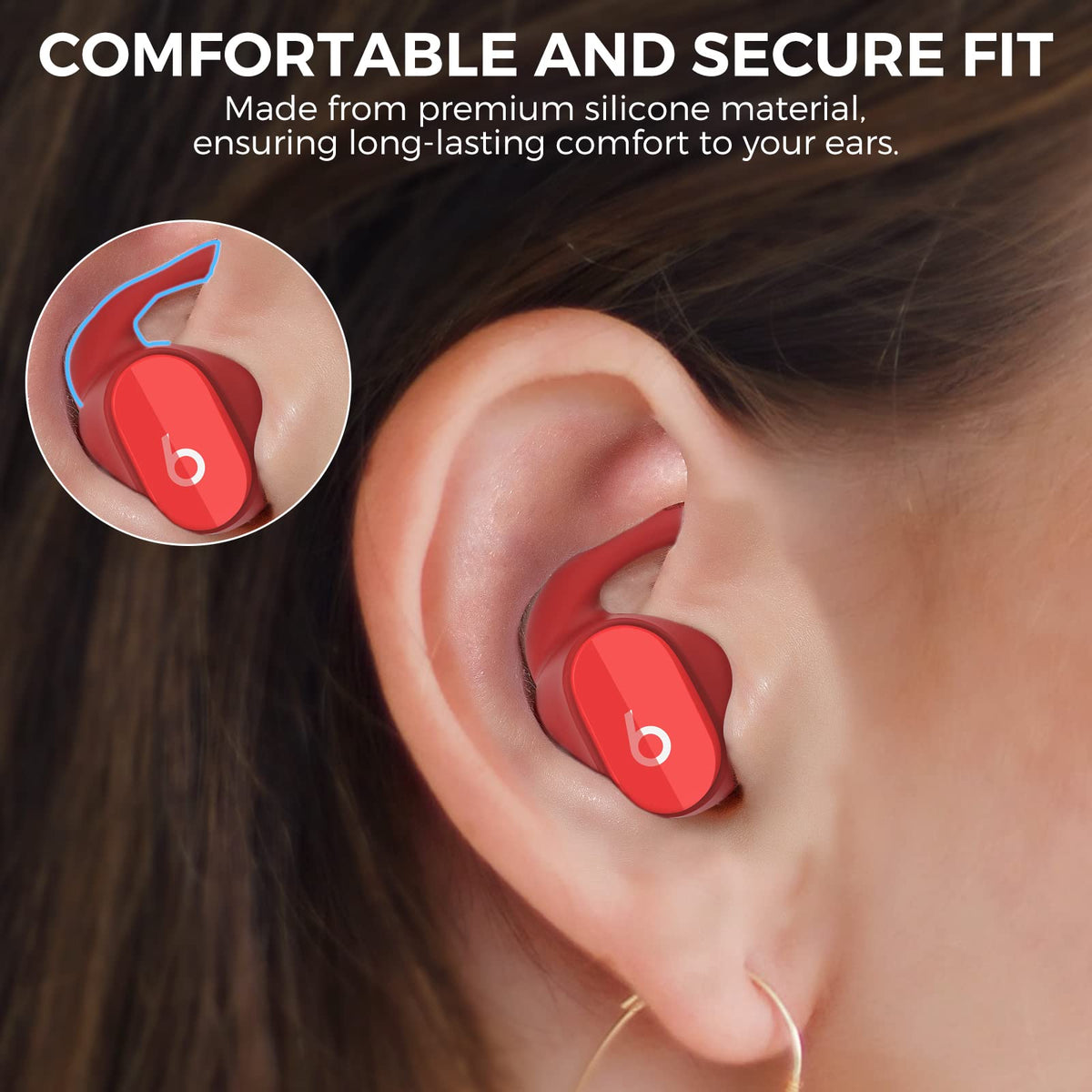 AHASTYLE ultra-light silicone feels gentle on ears during wear with Beats Buds