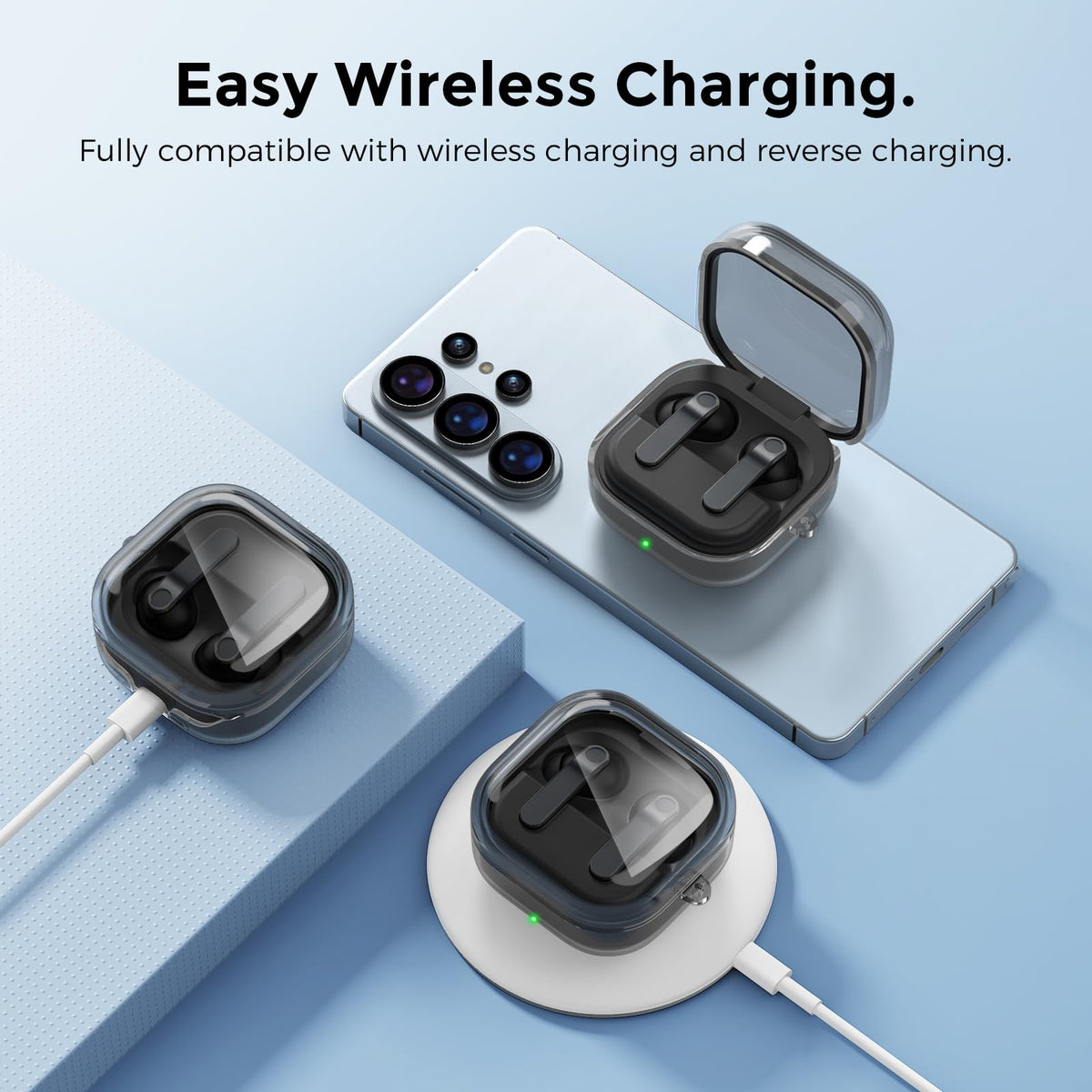 AHASTYLE case charging with cable showing wired charging access benefit