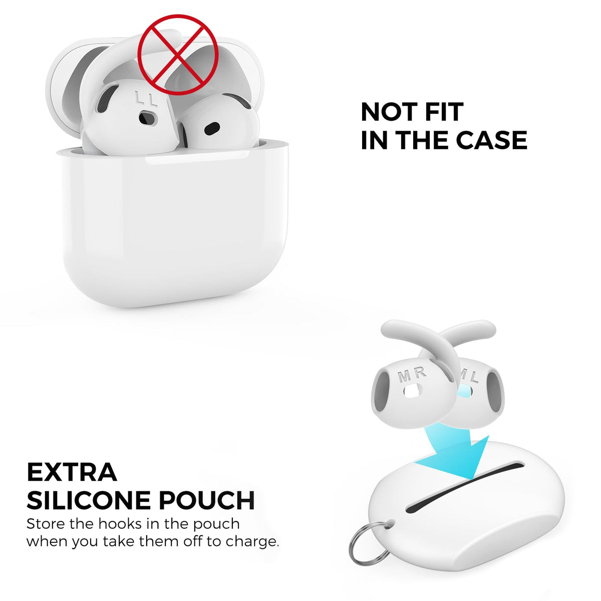 Large size earhooks for AirPods 4 maximize secure stability
