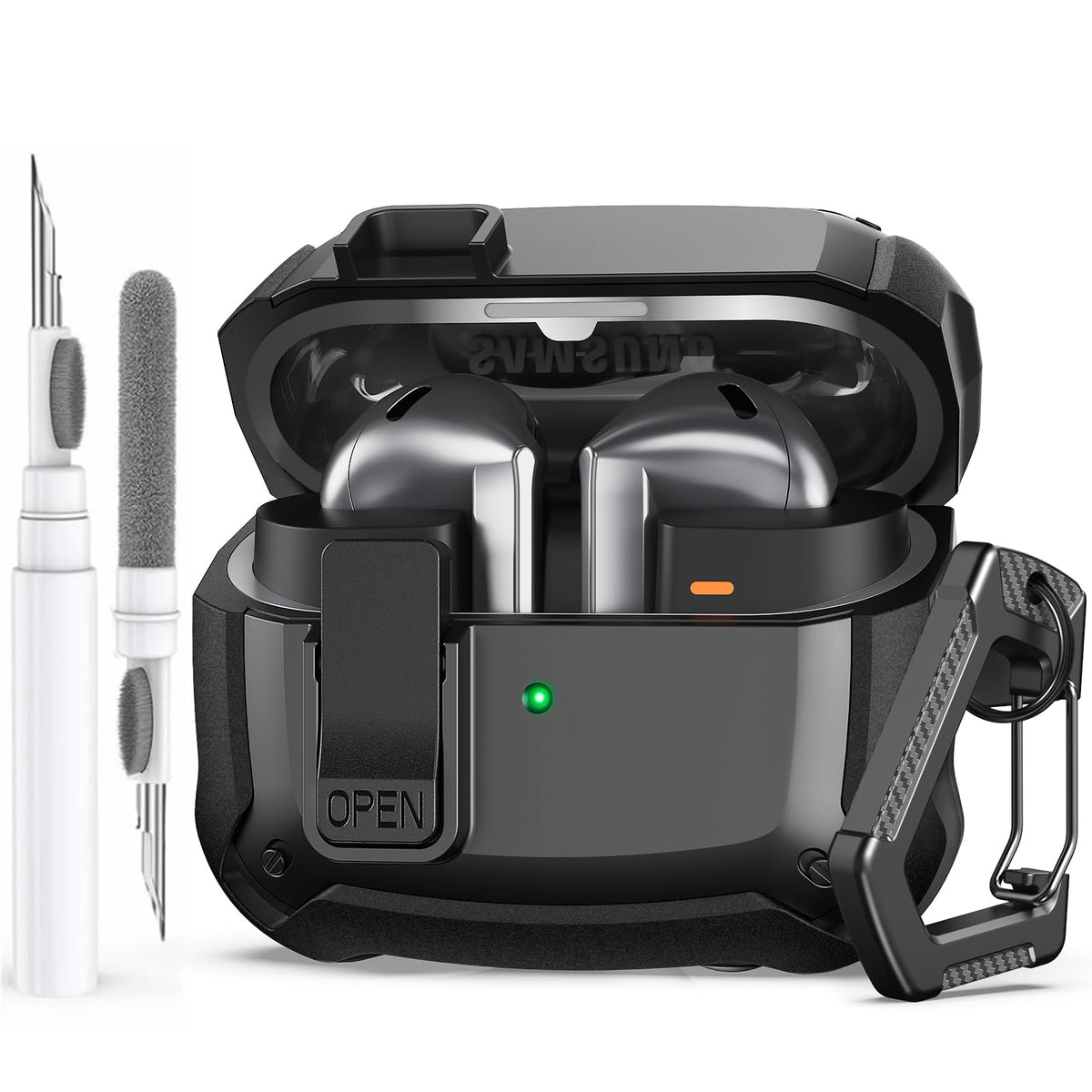 AHASTYLE front view of Galaxy Buds3 case showing protective profile and secure closure