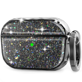 AHASTYLE glitter AirPods Pro case in black provides stylish protection and grip.