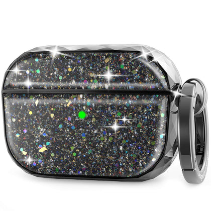 AHASTYLE glitter AirPods Pro case in black provides stylish protection and grip.