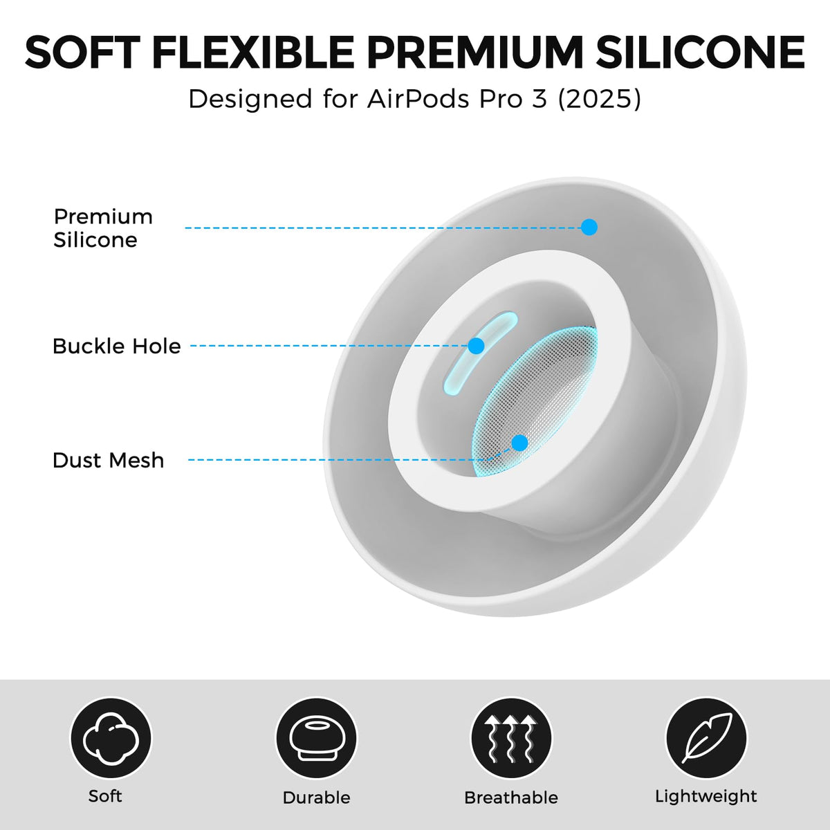 AHASTYLE Soft silicone ear tips provide gentle comfort for long listening sessions.