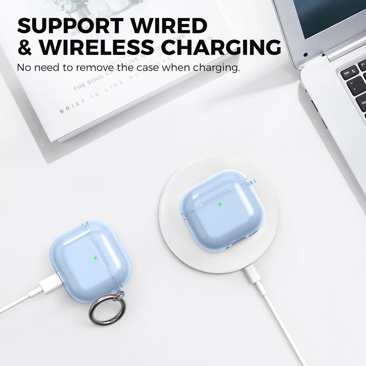 AHASTYLE case on wireless charger showing USB-C and Qi compatibility