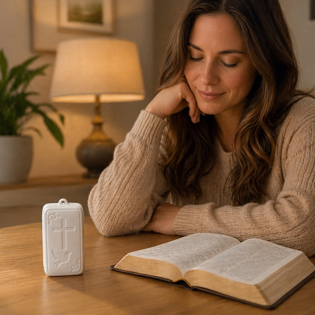 AHEHOLY Mini Bible Player ivory white finish.