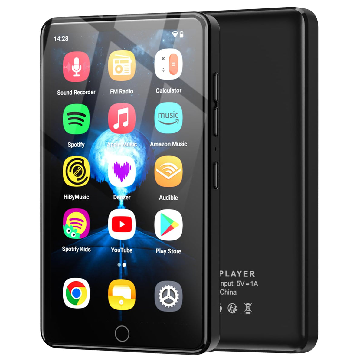 AHENOD 96GB MP3 Player Android 13 home screen enables quick music access