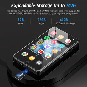 AHENOD 96GB MP3 Player compact design is easy to carry