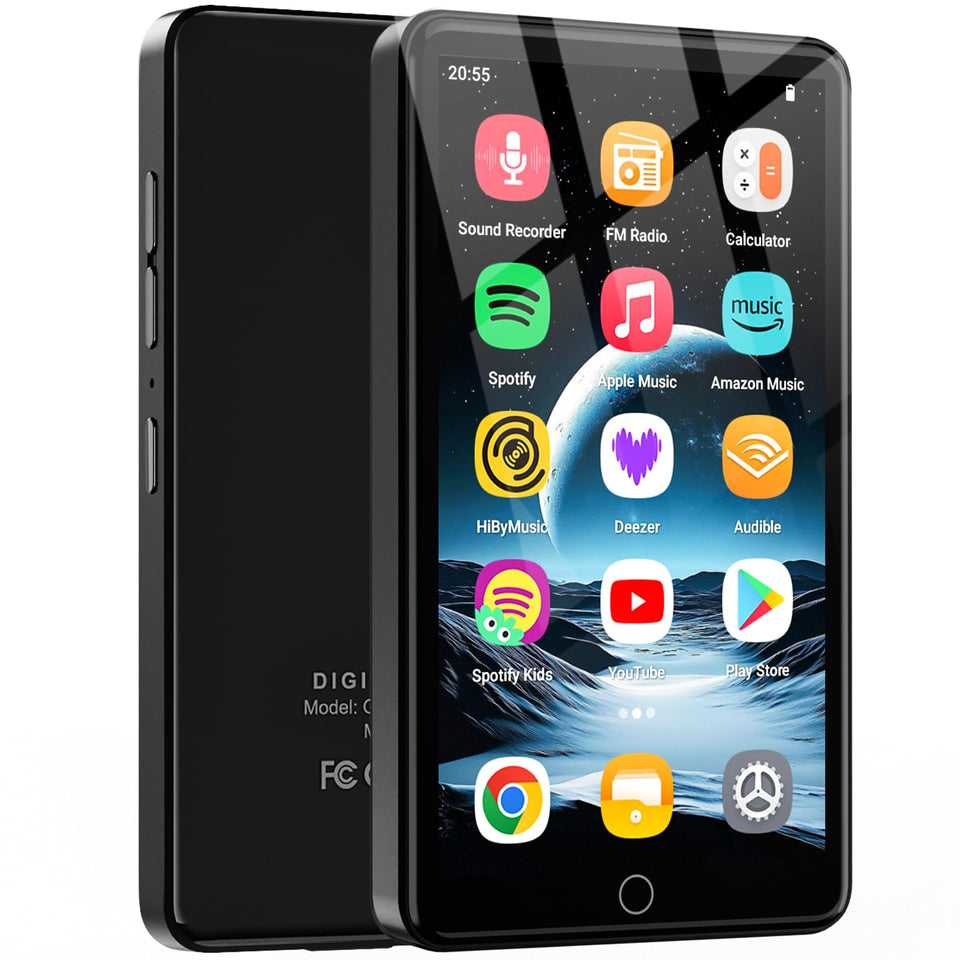 AHENOD front view showing touchscreen and quick app access, highlights portability and usability