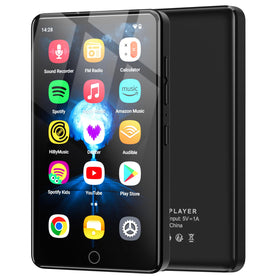 AHENOD front view showing screen and compact design, ideal for portable listening