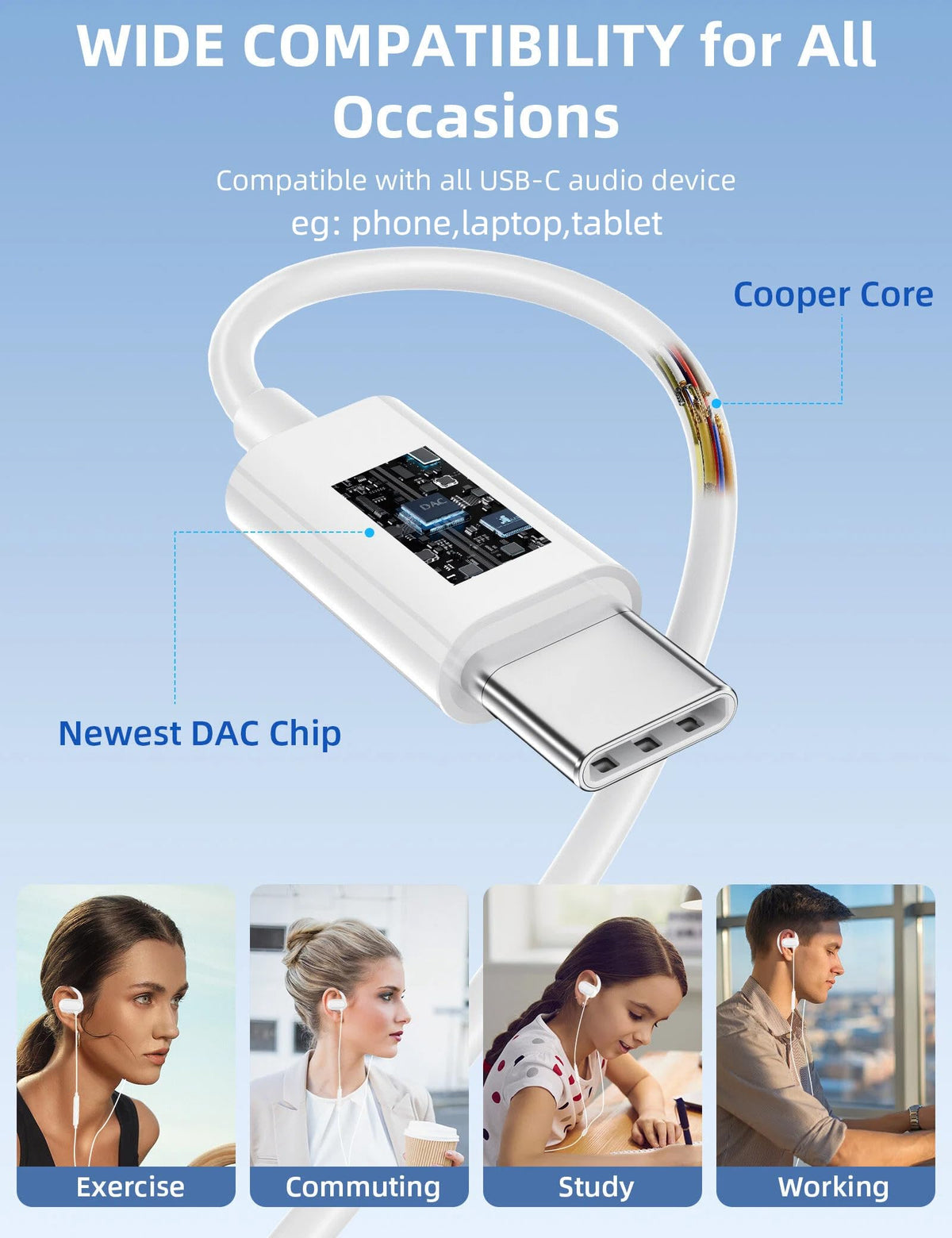 AHFYCIH tangle-free cord with cable fixer reduces snags.