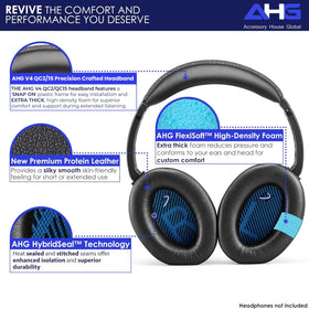 AHG QC2 QC15 ear pads close-up showing premium protein leather texture.