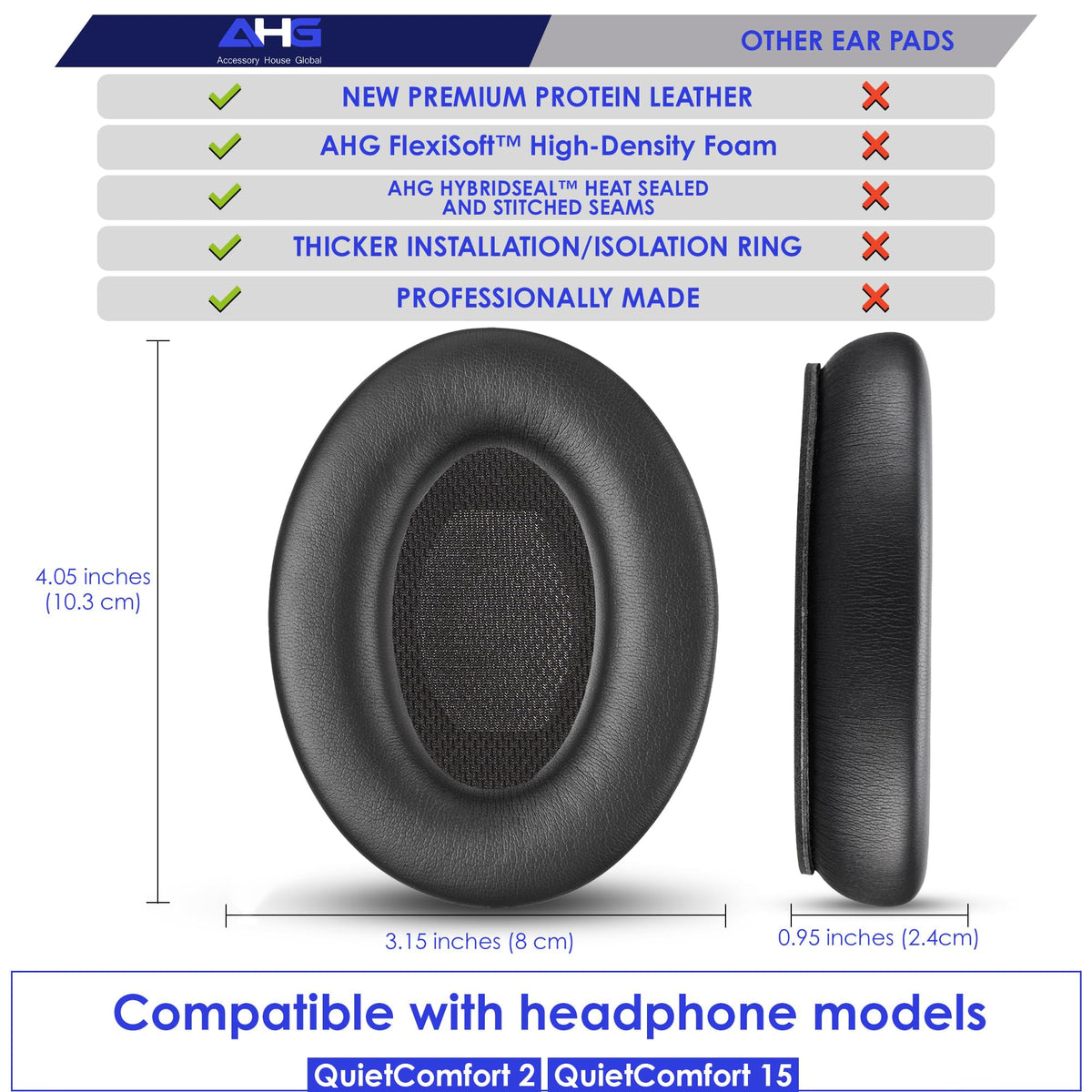 AHG QC2 QC15 foam-detail shows FlexiSoft high-density foam.