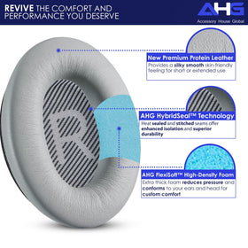 AHG QC35 gray ear pads refresh comfort and seal for enhanced listening.