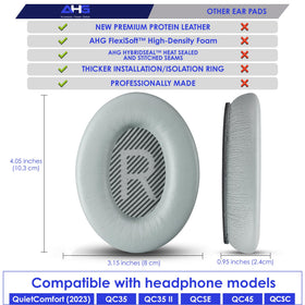 AHG QCSC gray ear pads refresh fit and immersive audio quality.