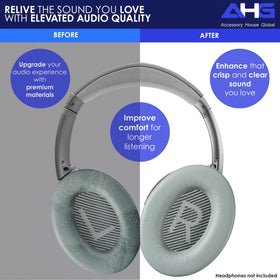 AHG QCSE gray ear pads upgrade fit and noise isolation during commutes.
