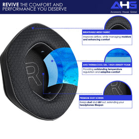 AHG Crossfade ear pads mesh ventilation close-up improves breathability and cool comfort.