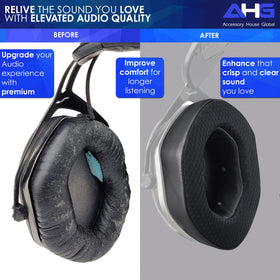 AHG Crossfade ear pads protein leather sides close-up for premium feel and durability.