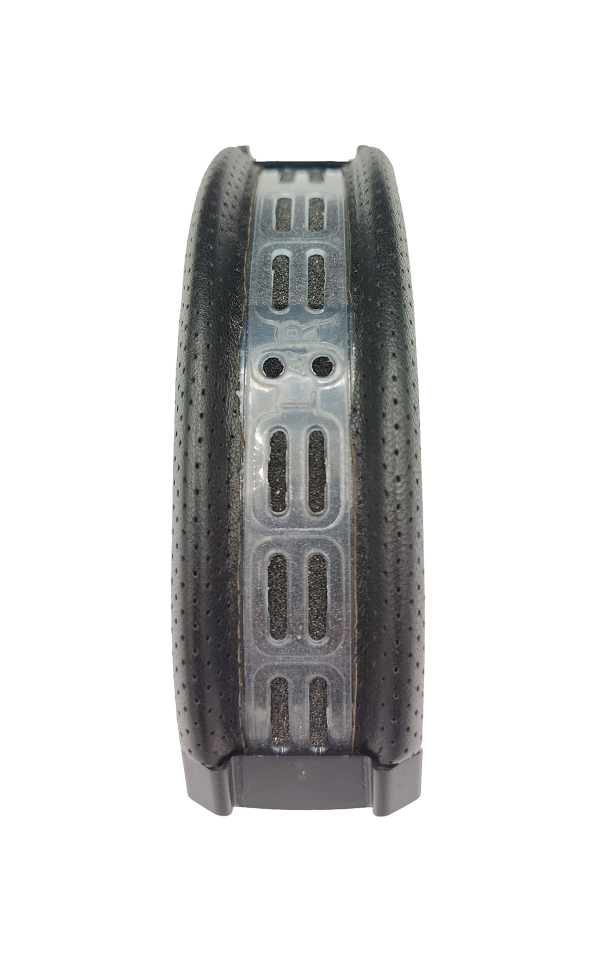 AHG headband detail shot emphasizes durable perforated leather and even pressure